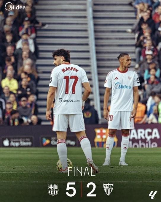 世界杯高清回放资源-2-5不敌巴萨，塞维利亚已连续52场西甲客战西超三强未能取胜